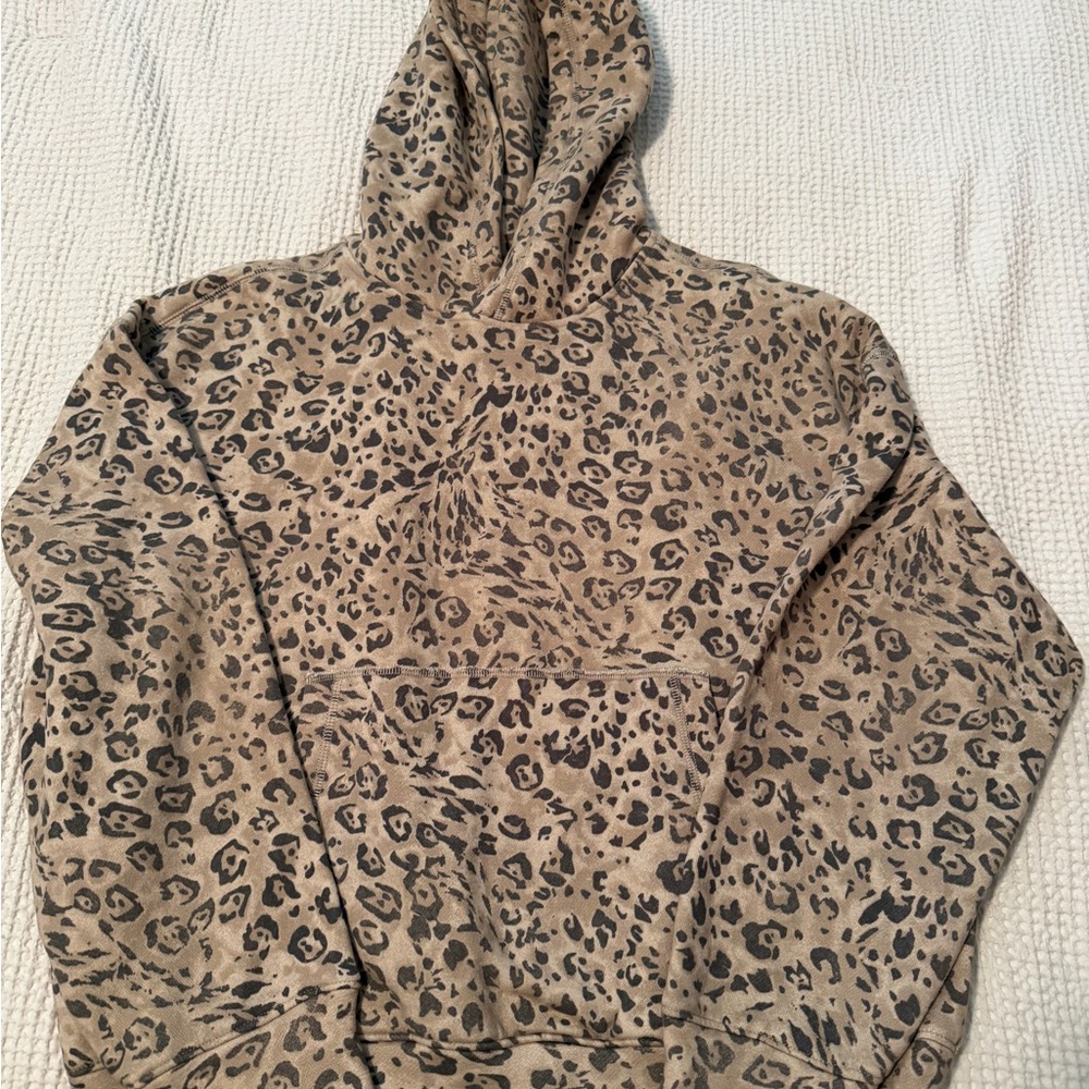 Hollister Leopard Print Hoodie - Tan and Black